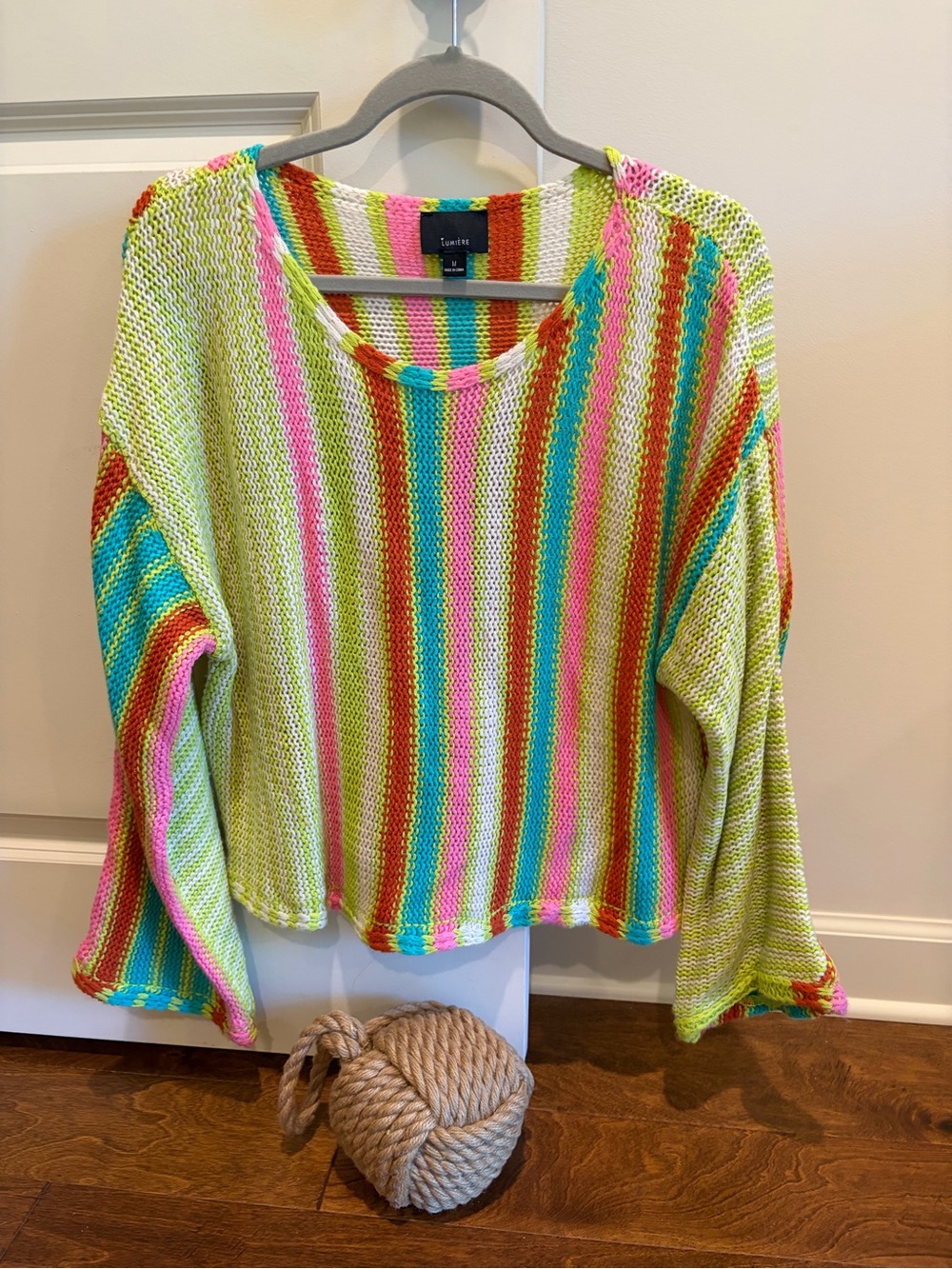 Colorful Striped Knit Sweater - Neon Multi